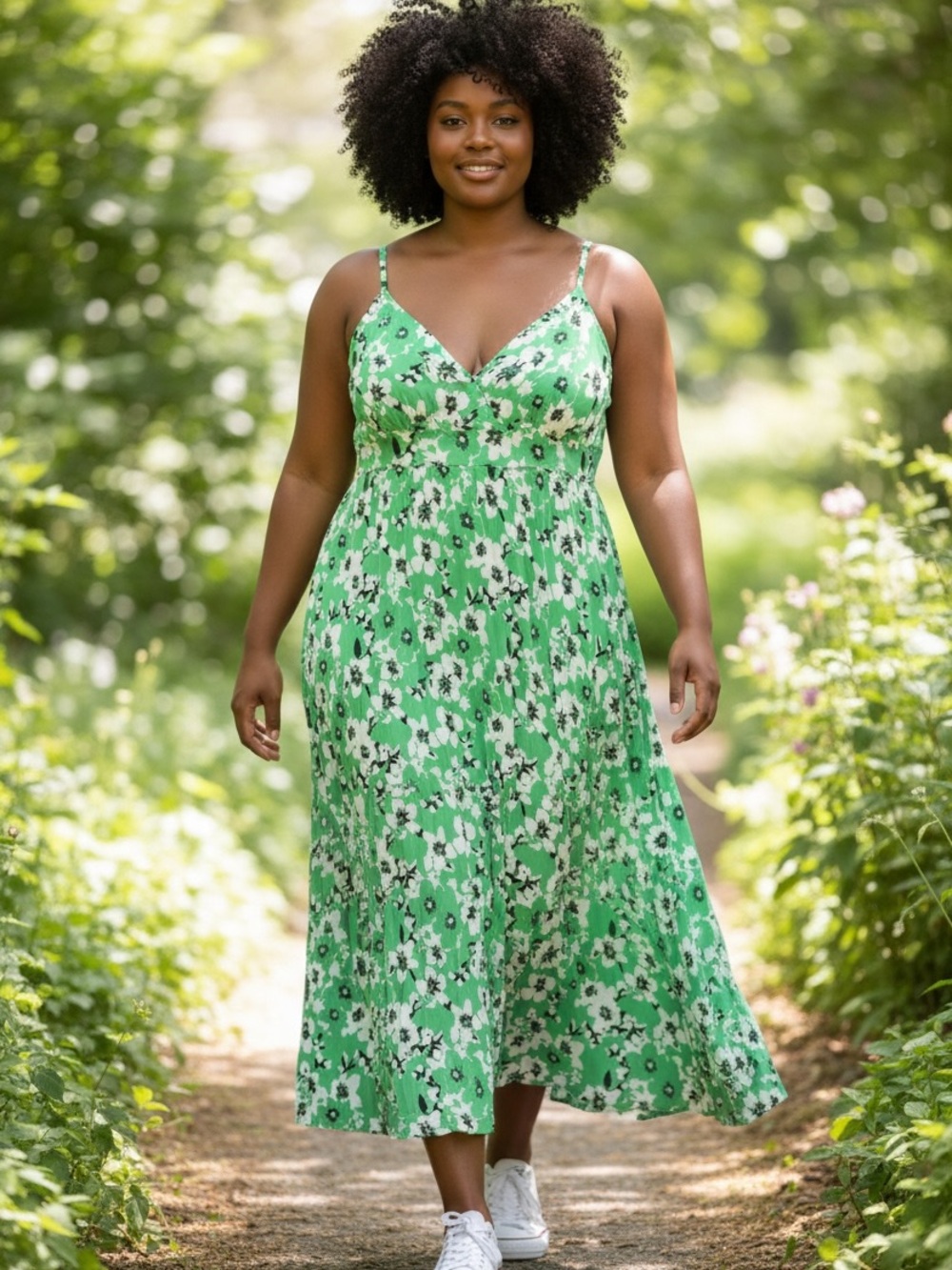 Cato Green Floral Spaghetti-Strap Maxi Dress